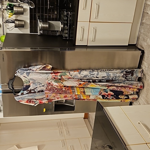 💕JOHNNY WAS💕 Tropic Georgette 100% Silk Maxi Dress ~ Patchwork Print 2X NWT - Picture 10 of 16